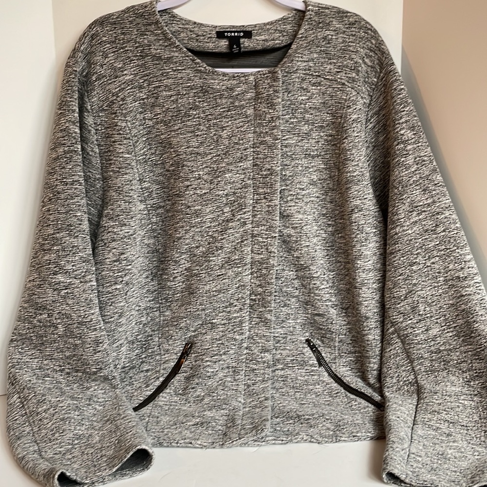 Torrid asymmetrical zip front heavyweight stretch knit textured jacket size 4X